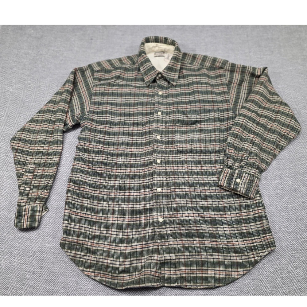 Bugle Boy Mens Plaid Button Down Shirt Green Navy Red Long Sleeve Acrylic Size M